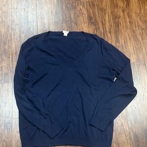 J. Crew Women's Navy V-Neck Sweater